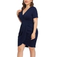 thumbnail image 2 of Aiyino Womens Plus Size Short Sleeve Deep V Neck Bodycon Wrap Dress with Front Slit, 2 of 6