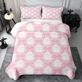 thumbnail image 2 of Erosebridal Ghost Candy Twin Quilt Set 2 Pieces,Cute Halloween Twin Coverlet Set,Pink White,1 Bedspread and 1 Pillowcase, 2 of 7