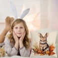 thumbnail image 6 of Fall Pillow Covers Decoration，18x18in Bunny Farmhouse Maple Leaves Thanksgiving Fall Flax Throw Pillows Cushion Case,Fall Throw Pillow Covers Couch Decor for Autumn Home Outdoor Easter Decorations, 6 of 9