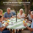 thumbnail image 2 of Round Outdoor Tablecloth with Umbrella Hole and Zipper, Sage Green Striped Fitted Table Cover with Elastic Edge for 55-60 Inch, Farmhouse Vintage Stripes Waterproof Patio Tablecoths for Picnic, 2 of 9