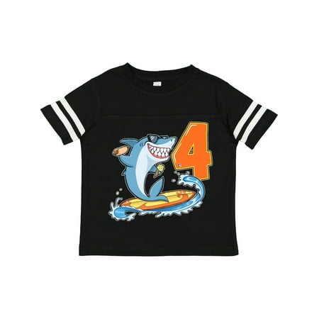 

Inktastic Fourth Birthday Surfing Shark with Hot Dog and Ice Cream Gift Toddler Boy or Toddler Girl T-Shirt