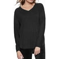 thumbnail image 2 of Felina Womens Velour V-Neck Pajama Top Only,1-Piece, Small, Heather Black, 2 of 2