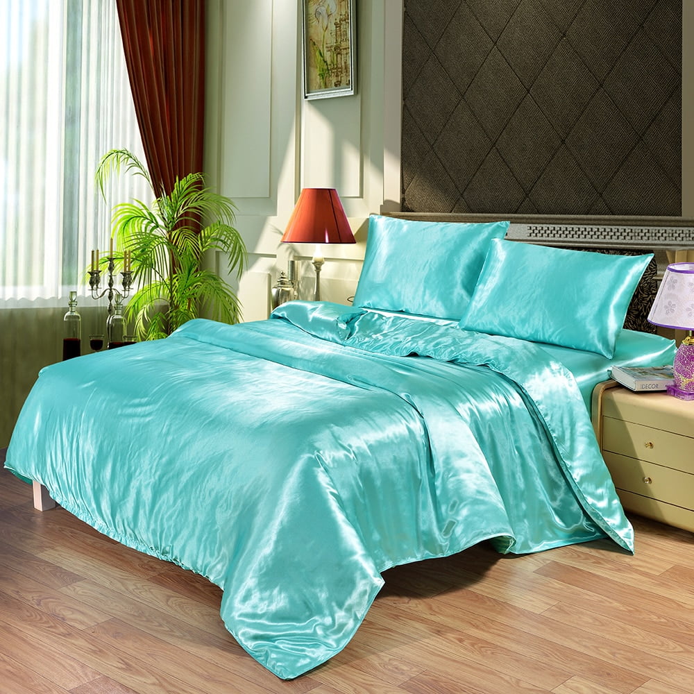 Satin Silk Bedding Set Luxury Queen, Duvet Cover Silk Bedding