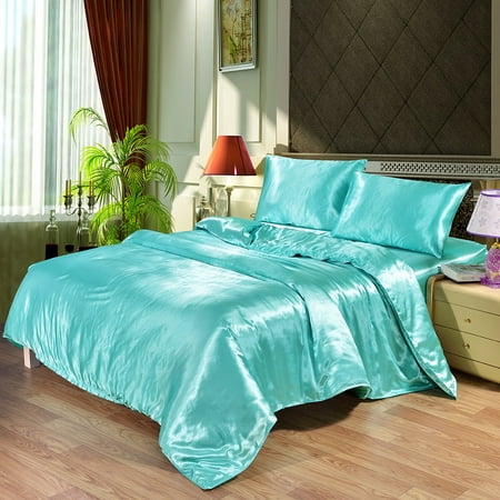 Satin Silk Bedding Set Luxury Queen, Silk Bed Set King Size