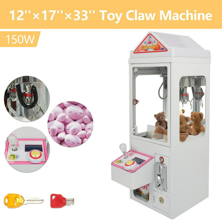 Joruguna Mini Claw Crane Machine 110V Metal Case Bar Candy Toy Catcher Shake-Proof, Size: 12x17x33, White