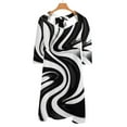 thumbnail image 6 of Black White Swirling Abstract Art Women's 3/4 Sleeve Dresses Elegant A-Line Midi Dress Flare Summer Casual Sundress, 6 of 9
