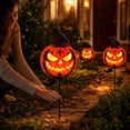 thumbnail image 3 of Solar Crow Topped Jack O Lantern Garden Stake Light, Outdoor Halloween Yard Lawn Flower Bed Pathway and Porch Decor, 3 of 8