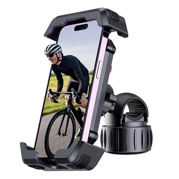 Bike Phone Mount, Quick Install Motorcycle Phone Holder, Universal Handlebar Mount for Large Phones, Shockproof, Black