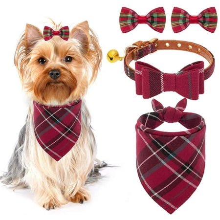 Bow Tie Dog Collar with Bell - Classic Plaid Bandana, Triangle Bibs Scarf Accessories, 2 Pack Pet Hair Bows, for Puppy Cats, Cream | Walmart Canada Bow Tie Dog Collar with Bell - Classic Plaid Bandana, Triangle Bibs Scarf Accessories, 2 Pack Pet Hair Bows, for Puppy Cats, Cream | Walmart Canada