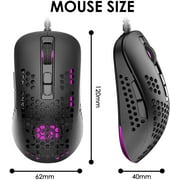 Zendure Lightweight Gaming Mouse Wired,USB Optical Computer Mice with RGB Backlit,Ergonomic Gamer Laptop PC Mouse with Honeycomb Shell for Windows 7/8/10/XP Vista Linux -Black