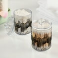 thumbnail image 2 of Yayeee 2 Pack Qtip Holder Bathroom Cotton Swab Canister with Lid Clear Dispenser Set, Gray Hexagons, 2 of 6