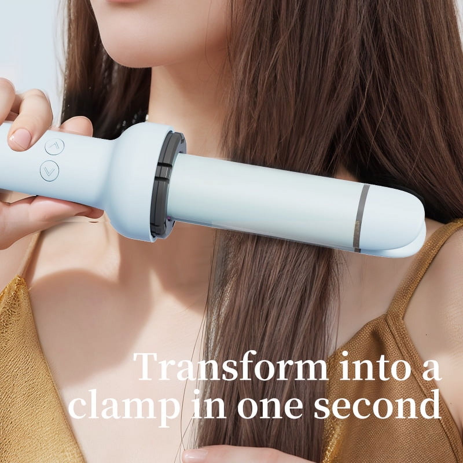 Upgraded 2-in-1 Hair Curler & Flat Iron, One-Key Automatic Curler with 32mm Barrel, Left & Right Curling Wand, 4 Temperature Modes, Negative Ion Generator, Intelligent Timer & Auto Shut-Off