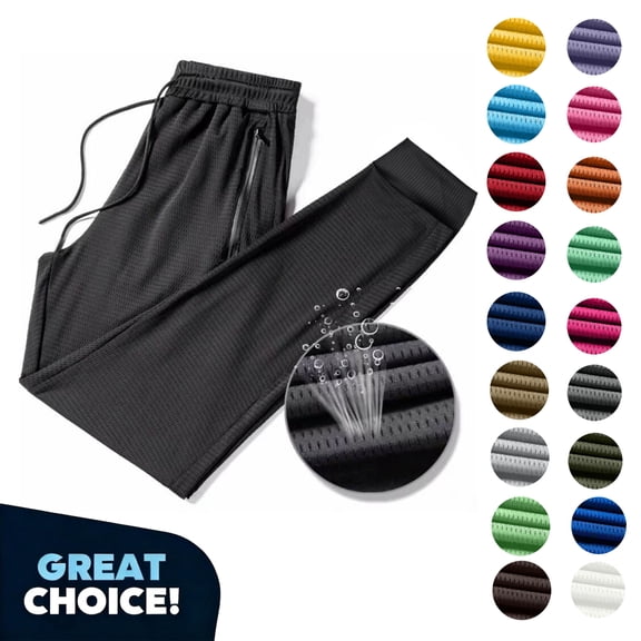 YODETEY Big Men’s Breathable Mesh Jogger Pants with Zipper Pockets, Performance Essential Active Pants,,Big and Tall Blue,Size S-5XL