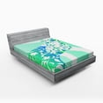 thumbnail image 1 of Ambesonne Floral Fitted Sheet, Girl Flower Petal Leaves, Full Size, Turquoise Teal White, 1 of 2