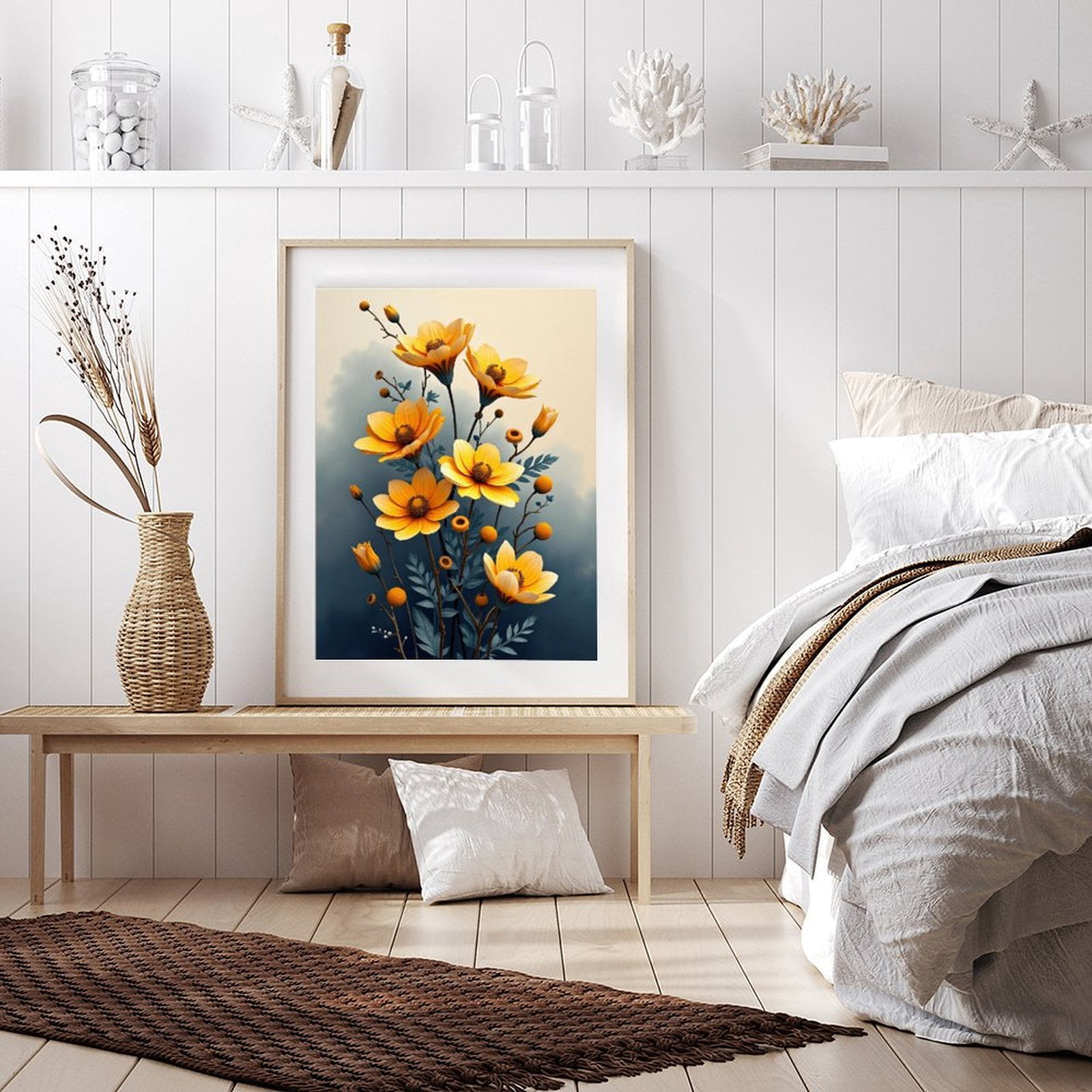 Diamond Art Kits for Adults - Flower Yellow Print No.68 5D Frameless Dimond Painting Kit for Adults Beginner, Round Diamond Kits for Home Wall Decor, Gift for Women