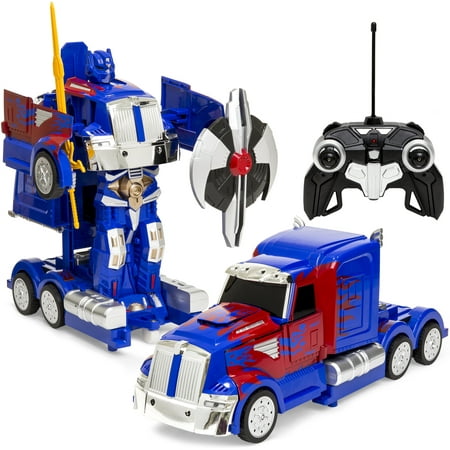 Best Choice Products 27MHz Kids Transforming RC Semi-Truck Robot Remote Control Toy w/ 2 Dance Modes, Music, Sword, Shield - (Best Entry Level Rc Truck)
