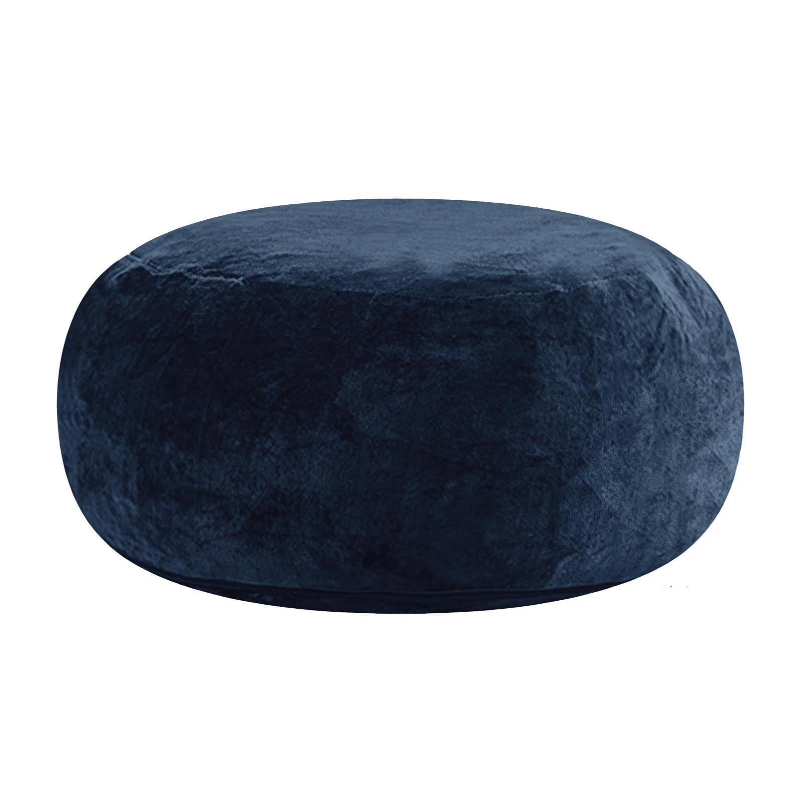 Hommoo 4FT Bean Bag Chair, Memory Foam Filling Soft Sofa with Flannel Cover, Round Sofa for Living Room, Bedroom, College Dorm, Blue