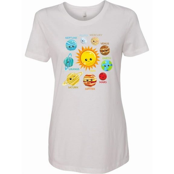Inktastic Cute Planets, Solar System, Space, Cosmos, Galaxy Women's T-Shirt