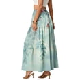 thumbnail image 4 of LWavelet Women's Floral Print Tiered Maxi Skirt, Elastic Waist with Pockets, Boho Summer & Beach Long Skirt Mint Green S, 4 of 6