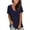Navy Blue, variant on XFLWAM Women's Short Sleeve V-Neck Shirts Basic Loose Casual Solid Color Tee T-Shirt with Pocket Gray S