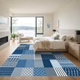 thumbnail image 3 of ODIKA 3'x5' Machine Washable Non-Slip Area Rug, Geometric Navy Blue High Traffic Rug with Pad, Blue, 1056032, 3 of 8