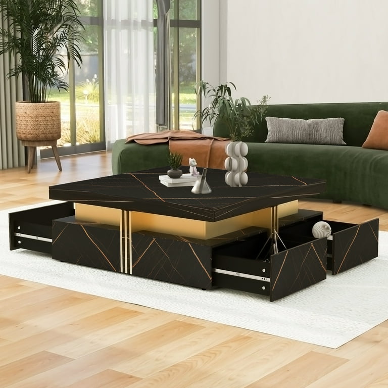 Harper & Bright Designs Square Coffee Table with 4 Storage