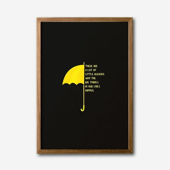 Yellow Umbrella Inspirational Quote Canvas Wall Art, Minimalist Motivational Decor, Modern Black Background Canvas Wall Art, Living Room Office Bedroom Wall Accent