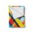 thumbnail image 2 of Colorful Soft Flannel Fleece Blanket, Vivid Colored Lines Stripes with Diagonal Elements Retro Layout with Modern Touch, Cozy Plush for Indoor and Outdoor Use, 50" x 70", Multicolor, by Ambesonne, 2 of 5