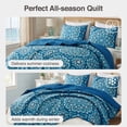 thumbnail image 5 of Regency Heights Twin/Twin Quilt Set, 3-Piece Reversible Bedspread Coverlet Set, Navy Blue Quilted Bedding Set with Shams for All Season, 5 of 10