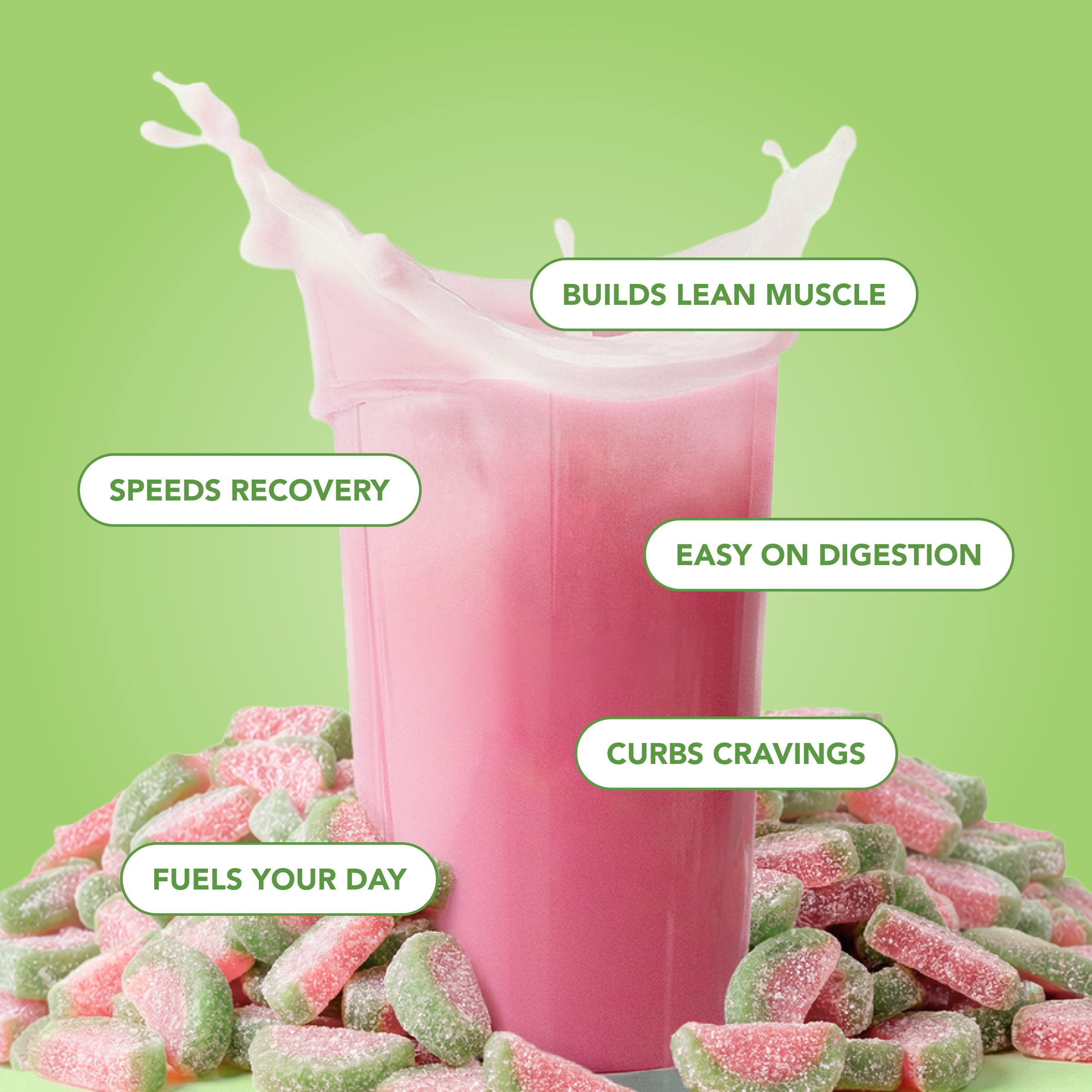 Clean Simple Eats Whey Sour Candy Watermelon Clear Protein Powder, Zero Added Sugars, No Artificial Ingredients, Gluten Free, 20 servings