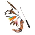 thumbnail image 1 of Cat Pet Feather Wand Cat Interactive Retractable Feather Toys Teaser with Bell 5 pcs Feather Replacement, 1 of 7