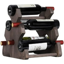 LIANTRAL 6 Bottle Wood Wine Bottle Holder Countertop Wine Rack Brown