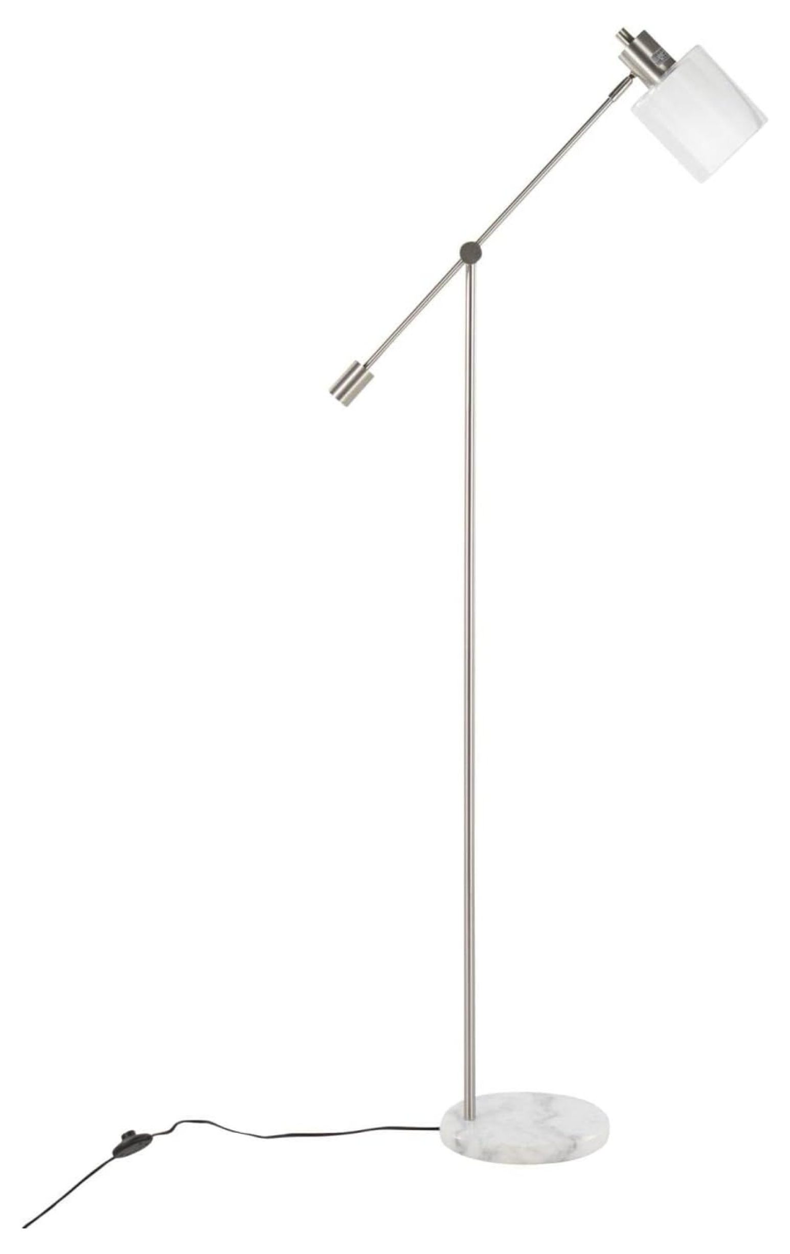 Marcel Floor Lamp, Floor Lamps for Living Room, Floor Lamp for Bedroom, Standing Lamp, Tall Lamp, Living Room Lamp, Bedroom Lamp, Corner Lamp White Marble, Nickel Metal, Frosted Glass, Clear Glass