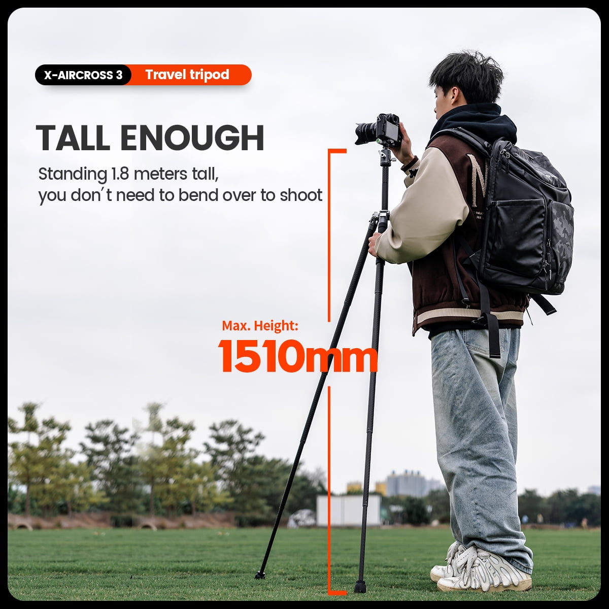 Fotopro 60" Carbon Fiber Tripod with Ball Head, Traval Camera Tripod Stand, weighs 2lbs, Max Load 22lbs, X-Aircross 3 Slate Gray