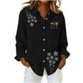thumbnail image 2 of Uootdi Christmas Long Sleeve Shirts for Women Cute Christmas Tree Xmas Print V-Neck Button Down Tops Dressy Versatile Classic Loose Fit Tops Gift, 2 of 3