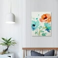 thumbnail image 3 of Shiartex Genius Decor - Teal and Coral Flowers Floral Canvas Wall Art Decor (Teal Coral, 16x20 Inch), 3 of 3