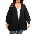 thumbnail image 2 of Sakmal Open Front Chunky Cardigan Sweaters for Women Knit Tunic Trendy Plus Size Cardigan Long Black Sweater Top, 2 of 6