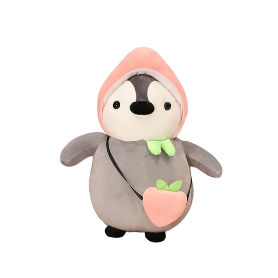 LIWEN Penguin Plush Toy Birthday Gift with Cross-body Bag Accompanying Doll Cute Fruit Hat Penguin Stuffed Animal for Children