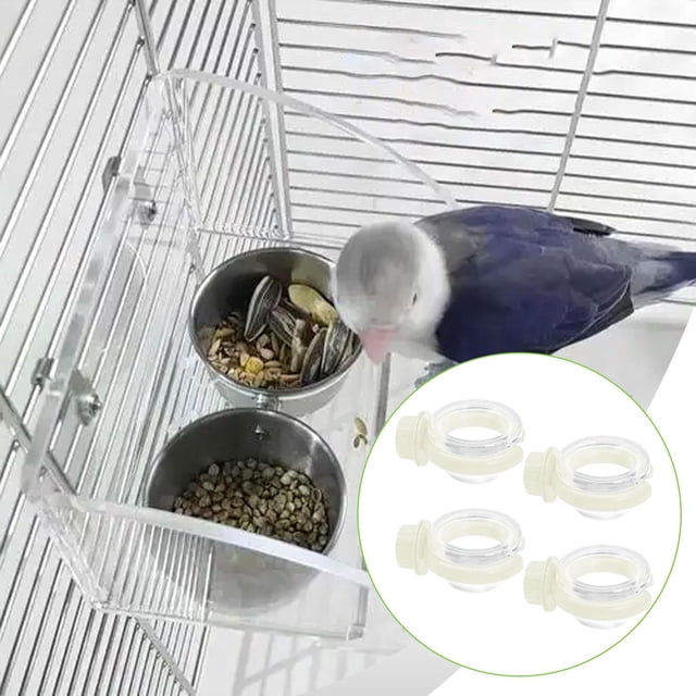 Comedero/bebedero para pájaros de 4 piezas, resistente, para colgar en el jardín. Ideal para exteriores. Fácil de limpiar. Accesorios versátiles para Blanco