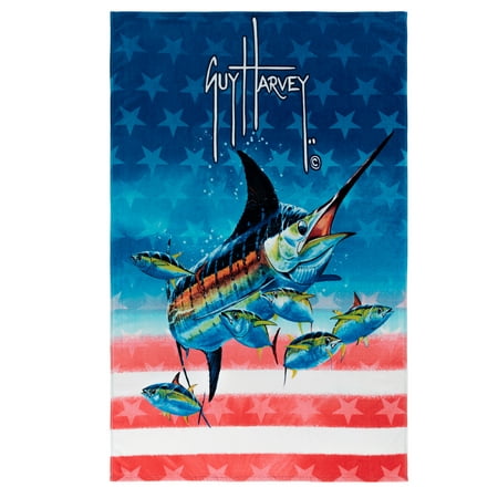 Guy Harvey American Marlin Premium Beach Towel 62in x 38in