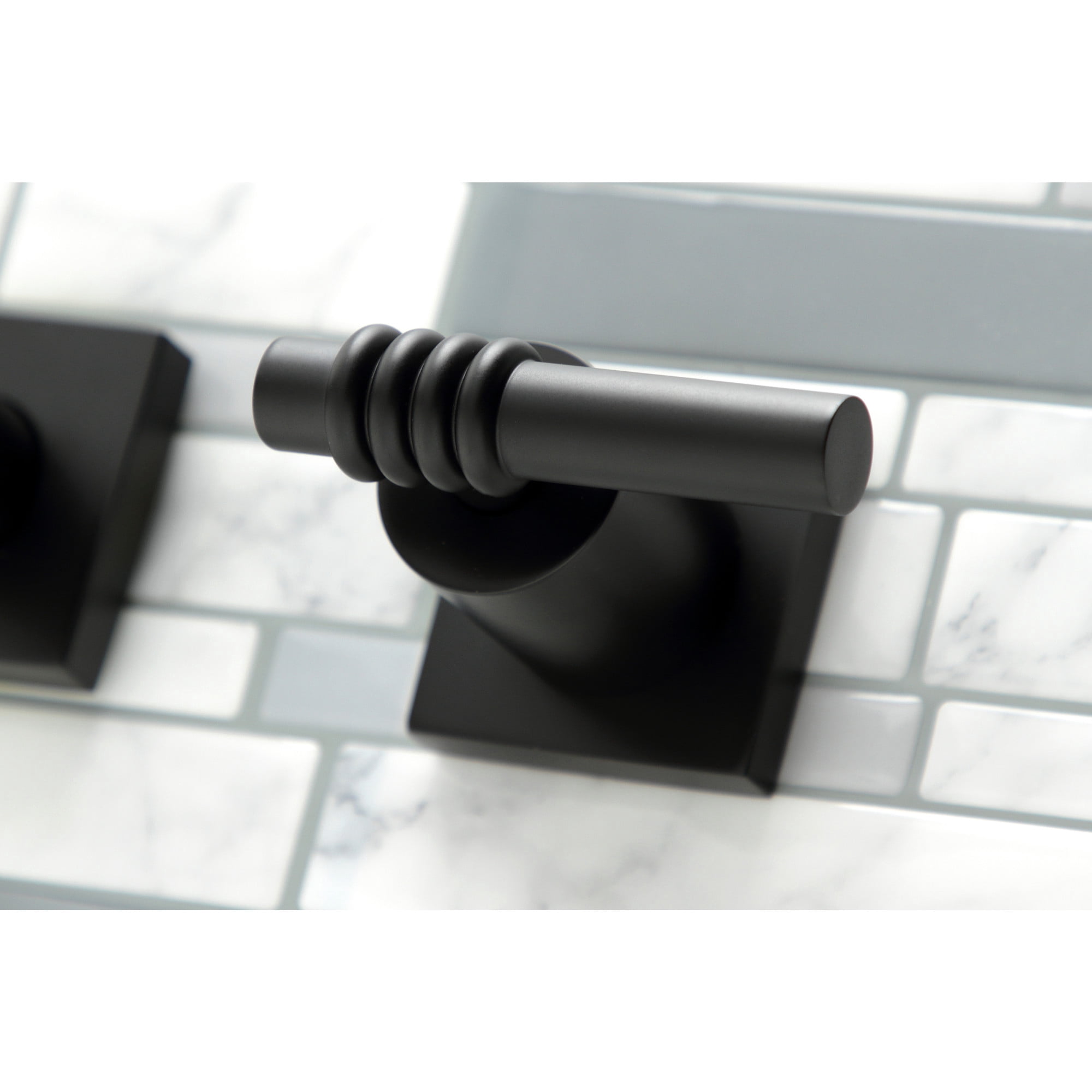 Kingston Brass KS6050ML Milano Two-Handle 3-Hole Wall Mount Roman Tub Faucet in Matte Black