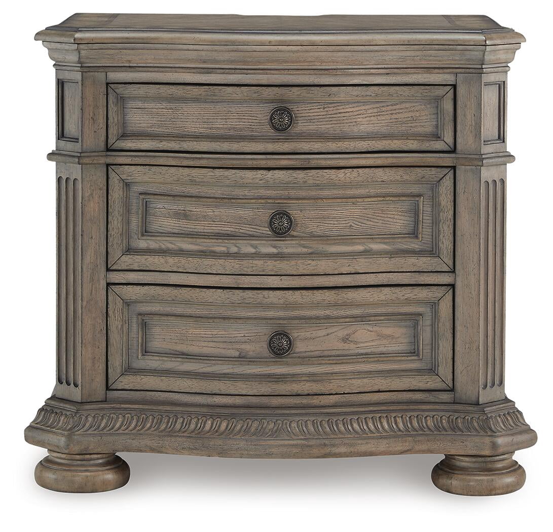 Signature Design by Ashley Ardenfield Three Drawer Night Stand with USB Ports, Light Brown
