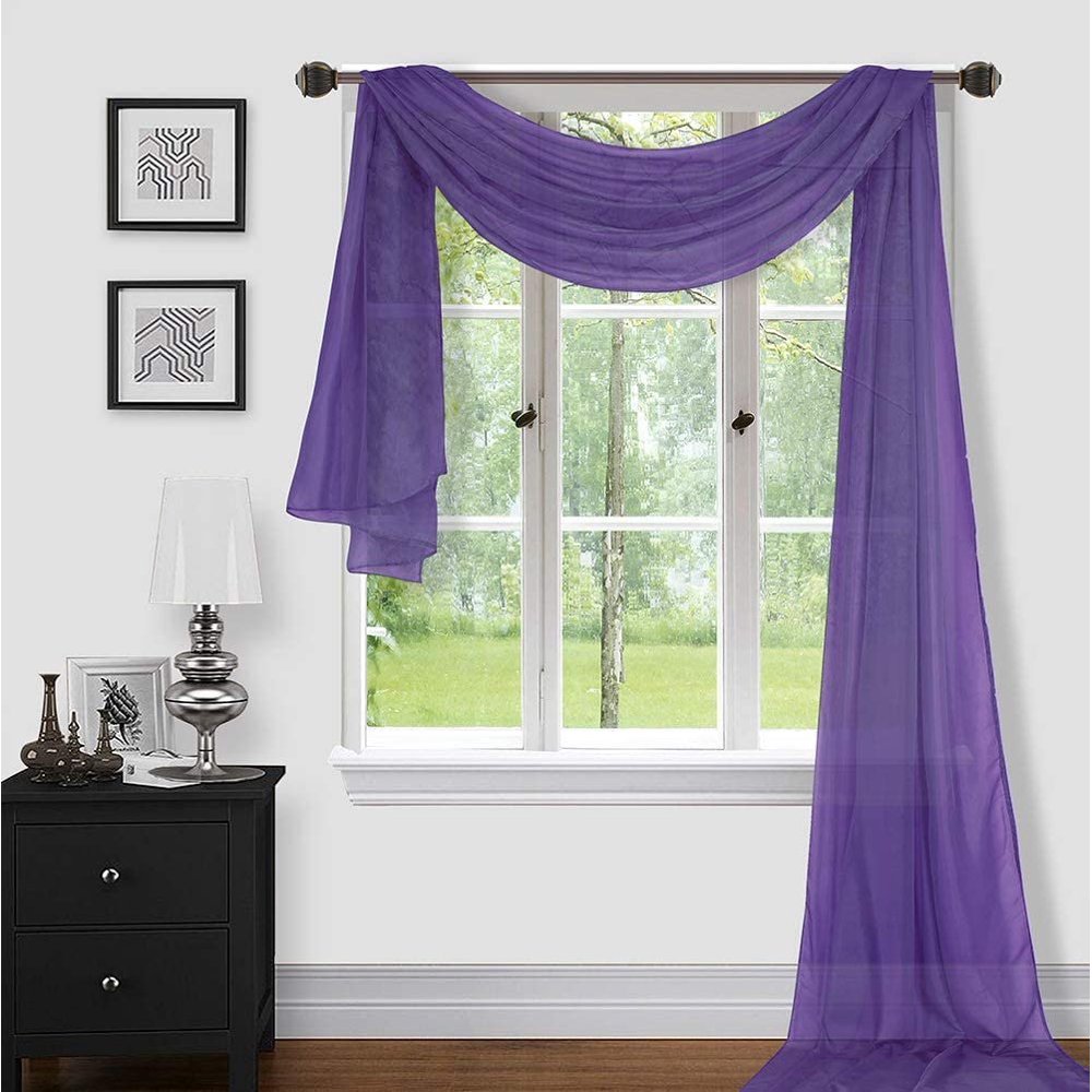 Sapphire Home 1pc Window Sheer Voile Scarf Valance, Decorative Sheer