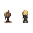 thumbnail image 1 of Reloj de mesa con figura y estatua de mujer africana. Escultura creativa de resina, adorno para estantería de oficina, dormitorio o armario., 1 of 8
