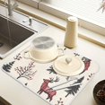 thumbnail image 2 of Yayeee Dish Drying Mat for Kitchen Counter 16" x 18" Microfiber Super Absorbent Coffee Decorative Pad, Beige Christmas Plaid, 2 of 9