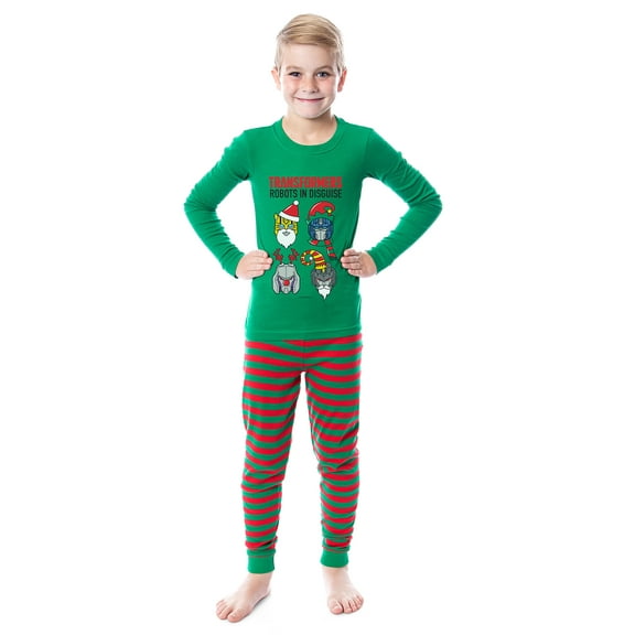Transformers Boys' Christmas Robots In Disguise Striped Pajama Set For Kids Long Sleeve Pants