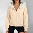 thumbnail image 2 of Nugftut Womens Full Zip Up Hoodies Long Sleeve Sweatshirts with Faux Fur Hood Cozy Winter Warm Sweatshirt Sizes S-XXL, 2 of 7