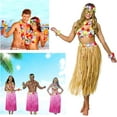 thumbnail image 4 of 12 Pack Hula Skirt Costume Kit for Hawaii Luau Party, Grass Skirt Sunglasses Leis Necklace Bracelet Set Luau Decorations for Kids and Adults, 4 of 7