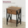 thumbnail image 2 of End Table With Drawer, Modern Rustic Brown & Black Metal Side Table, 2 of 8