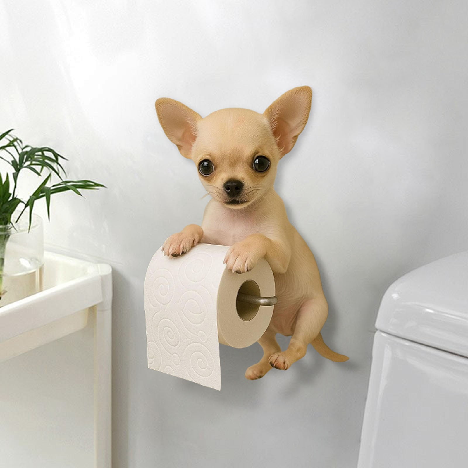 DUBF Dog Paper Towel Holder - Cute Puppy Wall Mounted Toilet Roll Dispenser - Pet Theme Bathroom Tissue Storage for Home RV Dorm Kitchen for Dog Lovers